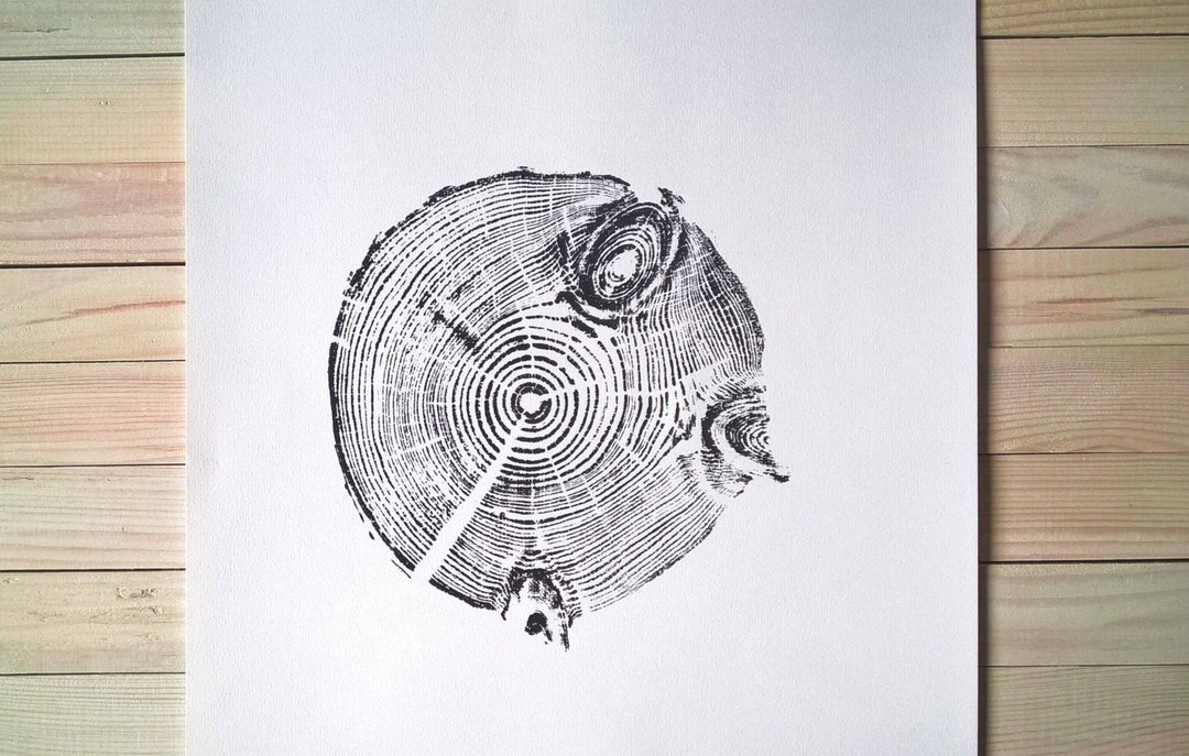 Tree Print, Tree Ring Print, Rustic Print, Original Handmade Print of ...