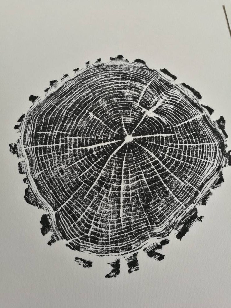 Tree Print Tree Ring Print Rustic Print Original Handmade - Etsy