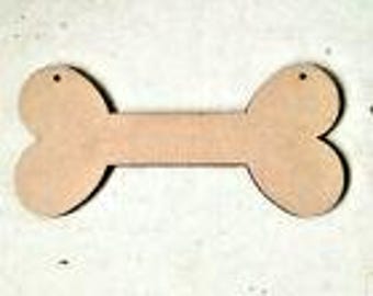Dog Bones x 10 - MDF Craft Shapes 4cm, 6cms & 10cm (with/without holes)