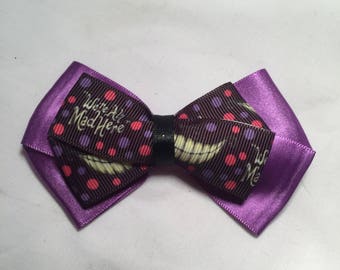Satin disney alice in wonderland / cheshire cat hair bow / headband / clip