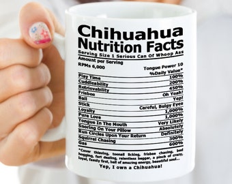 Chihuahua Nutrition Coffee mug , Coffee cup, Chihuahua Gifts, Nutrition Type Font, Funny mugs | Perfect Gift For Dog Owners
