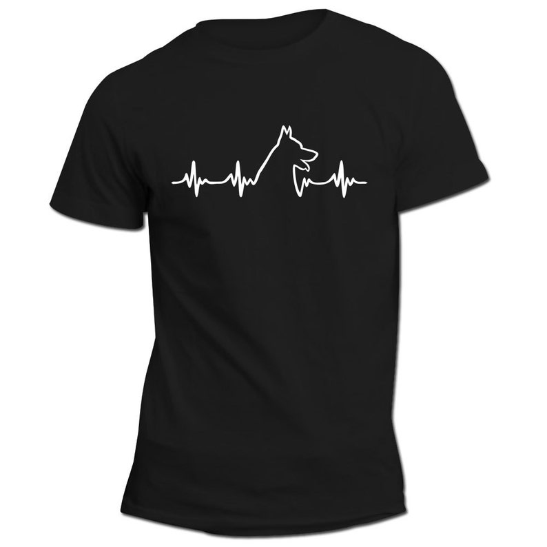 Battito cardiaco Malinois / Camicia Unisex / Idea regalo per gli amanti dei cani / Cane Malinois / Design del battito cardiaco / Regalo perfetto per i proprietari di cani immagine 2