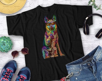 T-shirt K9 da pastore tedesco con dito medio divertente gioco di parole unisex GSD Dog Walking