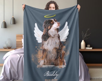 Personalized Pet Memorial Blanket with Photo, Christmas Dog Loss Gift, Dog Memorial Gift, Gift For Dog Lover, Pet Loss Keepsake