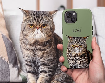 Custom Cat Phone Case Cat Drawing From Photo Pet Phone Case Cat Phone Case Personalized Phone Case Cats iPhone 15 Case Cat Memorial Gift