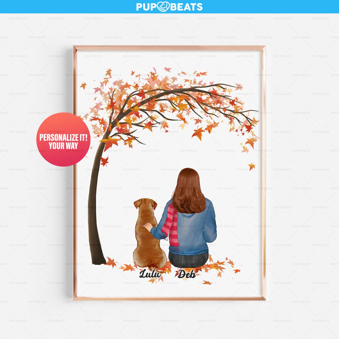 Personalized Girl and Dog Print, Dog Mom Gift, Gift Fur Mom, Dog Lover ...