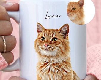 Taza personalizada con retrato de gato / Regalo con foto de mascota personalizada