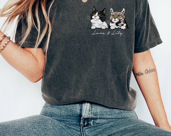 Personalisiertes Katzen-Shirt | Katzen Mom Shirt | Geschenk für Papa | Katzenhalter Geschenk | Geschenk für Katzenmama | Katzenliebhaber Geschenk | Benutzerdefinierte Katzen-Sweatshirt
