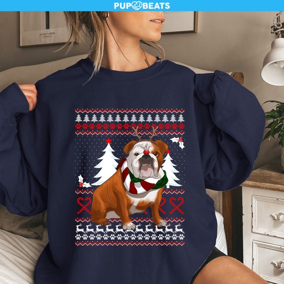 Bulldog christmas jumper sale