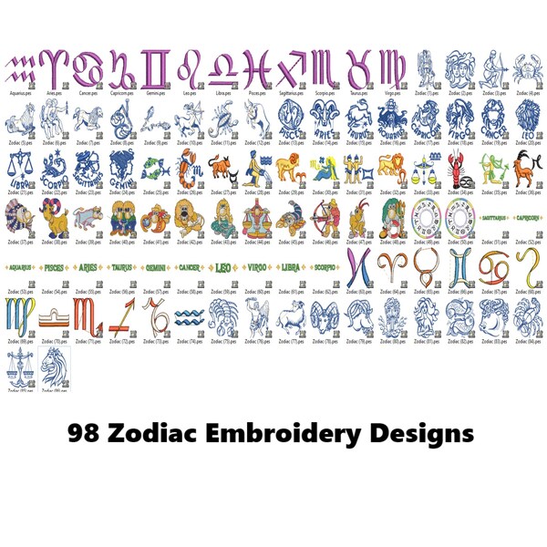 Zodiac Embroidery Designs Etsy