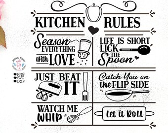 Kitchen Rules Funny Cut Files and Sublimation, Kitchen Rules svg, Kitchen Rules cut File, Kitchen svg, Kitchen svg, Kitchen clipart
