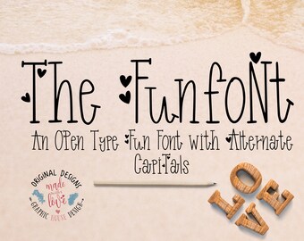 Modern Hand lettered Font, Funfont, Fonts, Modern Fonts, Serif Fonts, Tall Fonts, Fonts with Hearts, Open Type Fonts, Capital Fonts