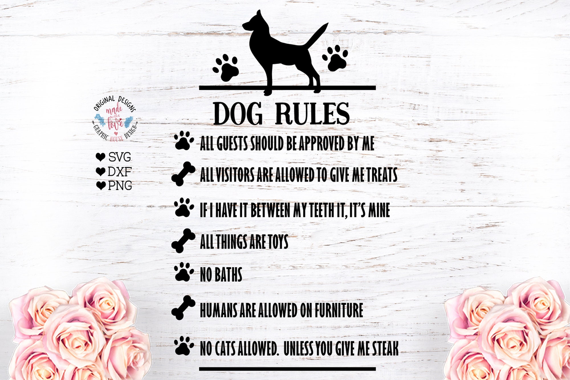 Dog Rules svg Dog Funny svg Dog rules cut file in svg dxf Etsy