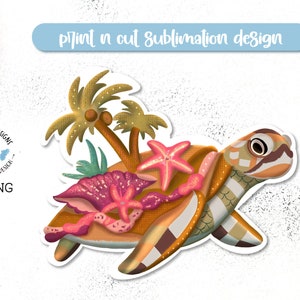 Tartaruga marina con sublimazione dell'isola tropicale Stampa n Cut Design - Clipart tartaruga marina, Sublimazione tartaruga marina, Animali marini Stampa n Cut