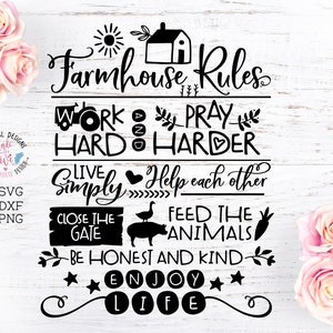 Farmhouse svg, Farmhouse Rules Cut File in SVG, DXF and PNG, Farm svg, Farm Cut File, Farm life svg, South svg, Farmer svg,  Farm Printable