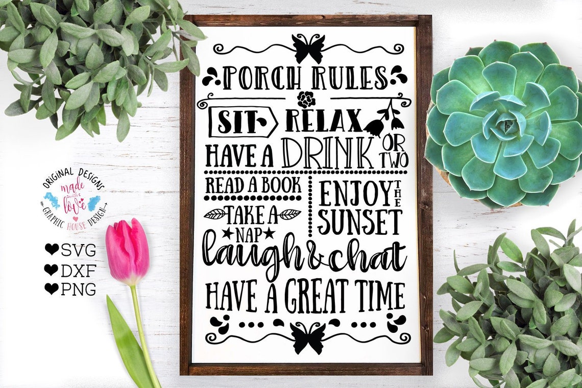 Porch Rules Svg Porch Rules Cut File in SVG DXF PNG Porch Etsy