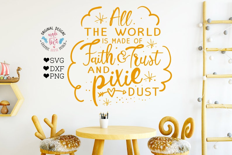 Download Clip Art Art Collectibles Nursery Svg Kids Svg Baby Svg Peter Pan Svg Peter Pan Book Quote Girls Svg File All The World Is Made Of Faith Trust And Pixie Dust