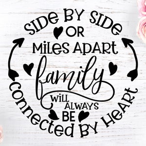 La famiglia sarà sempre connessa con il cuore in formato SVG, famiglia in formato SVG, file di taglio della famiglia, citazioni di famiglia, detti di famiglia, frasi di famiglia, segno di famiglia in formato SVG