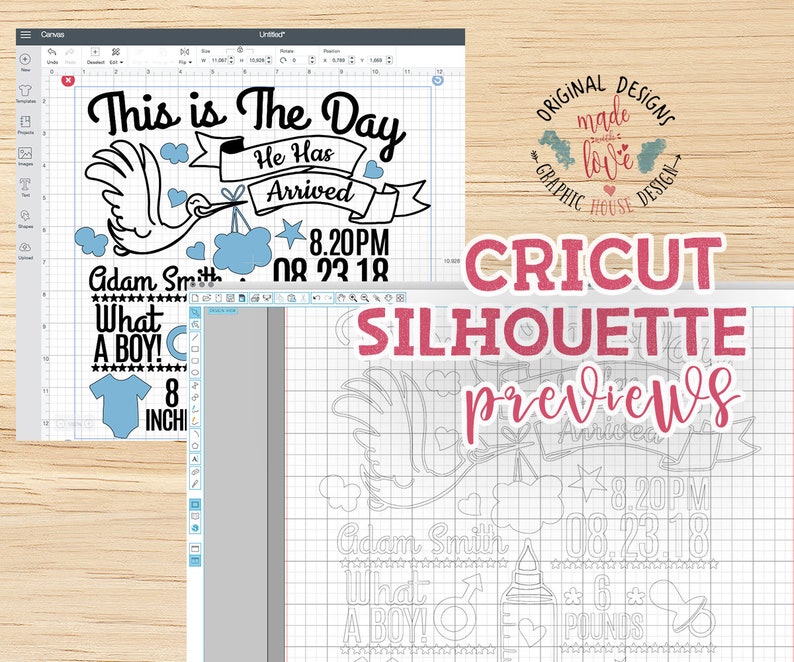 Download Birth Announcement Template SVG Boy Birth Announcement SVG | Etsy