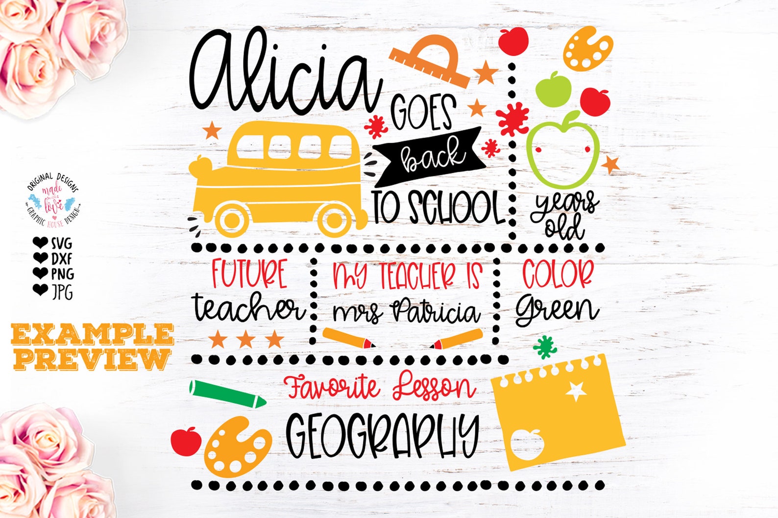 Back to School Cut File and Printable School Template School - Etsy