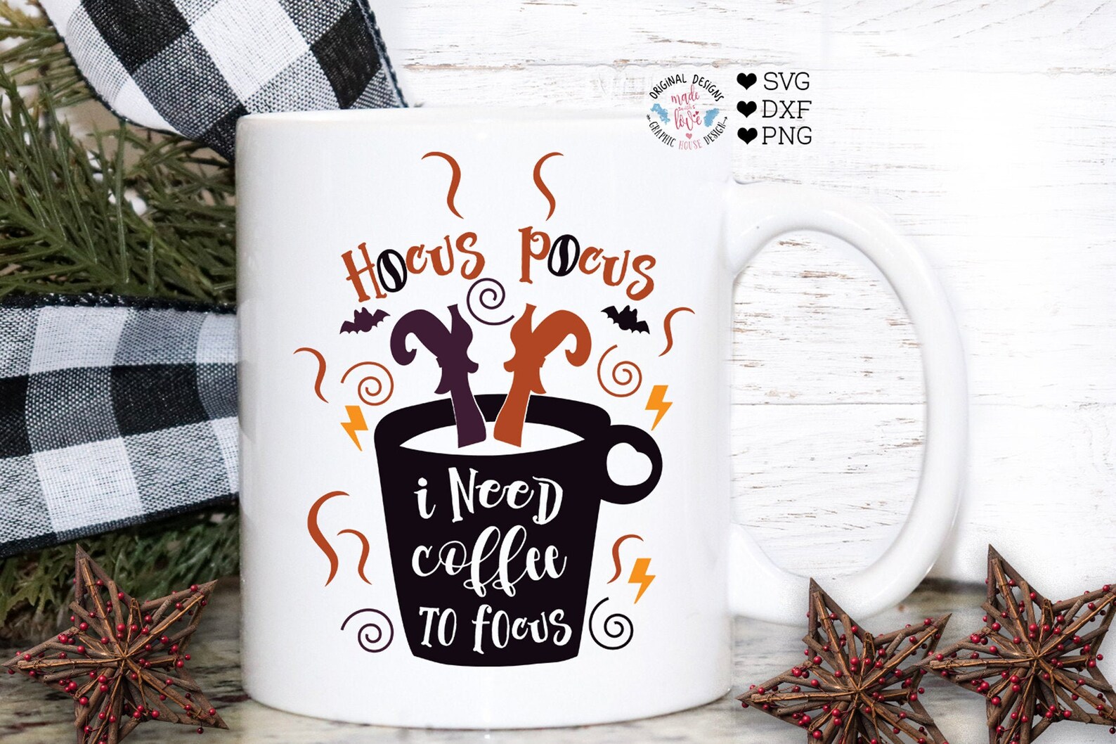 Funny Halloween Hocus Pocus I need Coffee to Focus afbeelding 0.