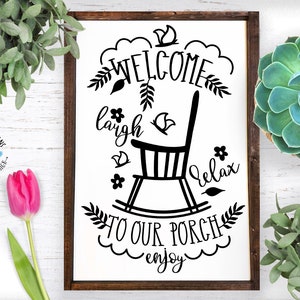 Welcome To Our Porch Cut File in SVG, DXF, PNG, porch svg, porch dxf, welcome svg, welcome svg sign, porch sign, home decor svg, porch svg