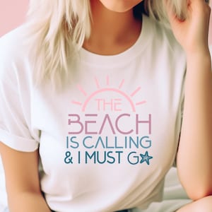 La plage m'appelle et je dois y aller fichier coupé au format SVG, DXF et PNG, svg d'été, svg de plage, citations de plage, camée silhouette, Cricut, T-shirt svg