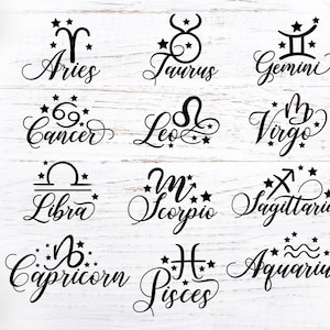 Astrology svg, zodiac signs svg, Zodiac Signs Cut Files in SVG, DXF, PNG, Zodiac Signs Clipart, Horoscope svg, Star Signs svg, Cricut