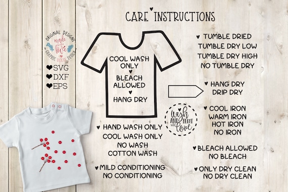 Download T-shirt Care Instructions Card Instructions in SVG DXF EPS | Etsy