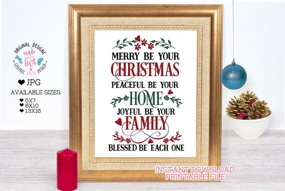 Merry Be Your Christmas Printable Christmas Printable | Etsy