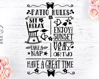 Patio Rules svg, Patio svg, Patio Sign, Home svg, Patio sign, Patio svg, Welcome patio svg, Patio quotes, Spring svg, Spring sign, Entry svg