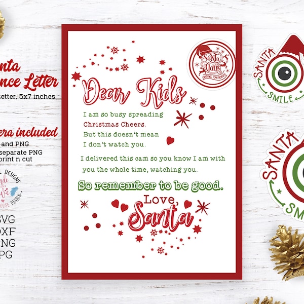 Letter From Santa, Santa Surveillance Letter, Santa Camera, Santa printable letter, Santa Claus Letter, Santa Camera, Santa Cam svg,