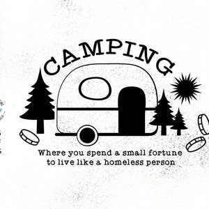Cita divertida de camping, archivo de corte de camping en SVG, DXF y PNG, imágenes prediseñadas de camping, campistas, camping, camping, citas de campamento, campamento svg