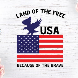 Land of the Free Because of the Brave, Memorial Day SVG, Veterans Day, USA, American Eagle,  Independence Day, Patriotic svg, American Flag