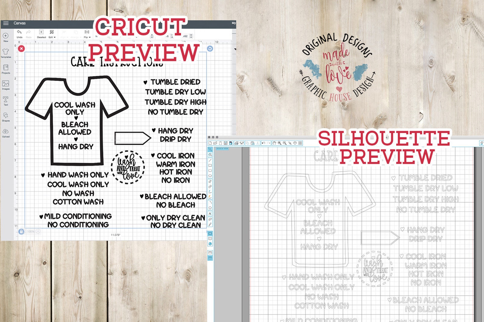 Care Instructions Bundle in SVG DXF EPS Washing - Etsy