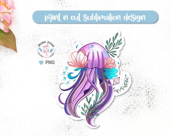 Jellyfish Clipart, Jellyfish Print n Cut Design, Jellyfish Summer Clipart, Jellyfish Sublimation, Beach Sublimation, Beach Clipart