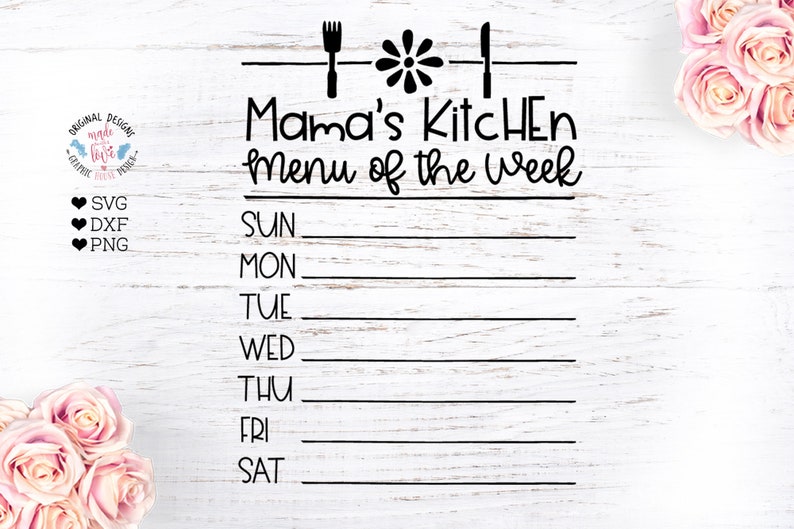 Download Menu of the Week Kitchen Decor Mom Menu svg Wife Diet svg ...