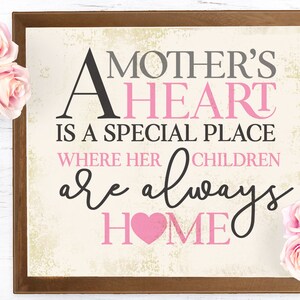 Festa della mamma SVG, madre in formato SVG, cuore della madre in formato SVG, il cuore di una madre è un posto speciale, mamma in formato SVG, file di taglio della mamma, madre bambini in formato SVG,