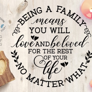 Family svg, Being a Family means Cut File in SVG. DXF and PNG, Family Quotes, Family Printable, Home decor svg, Cricut, Silhouette, home svg