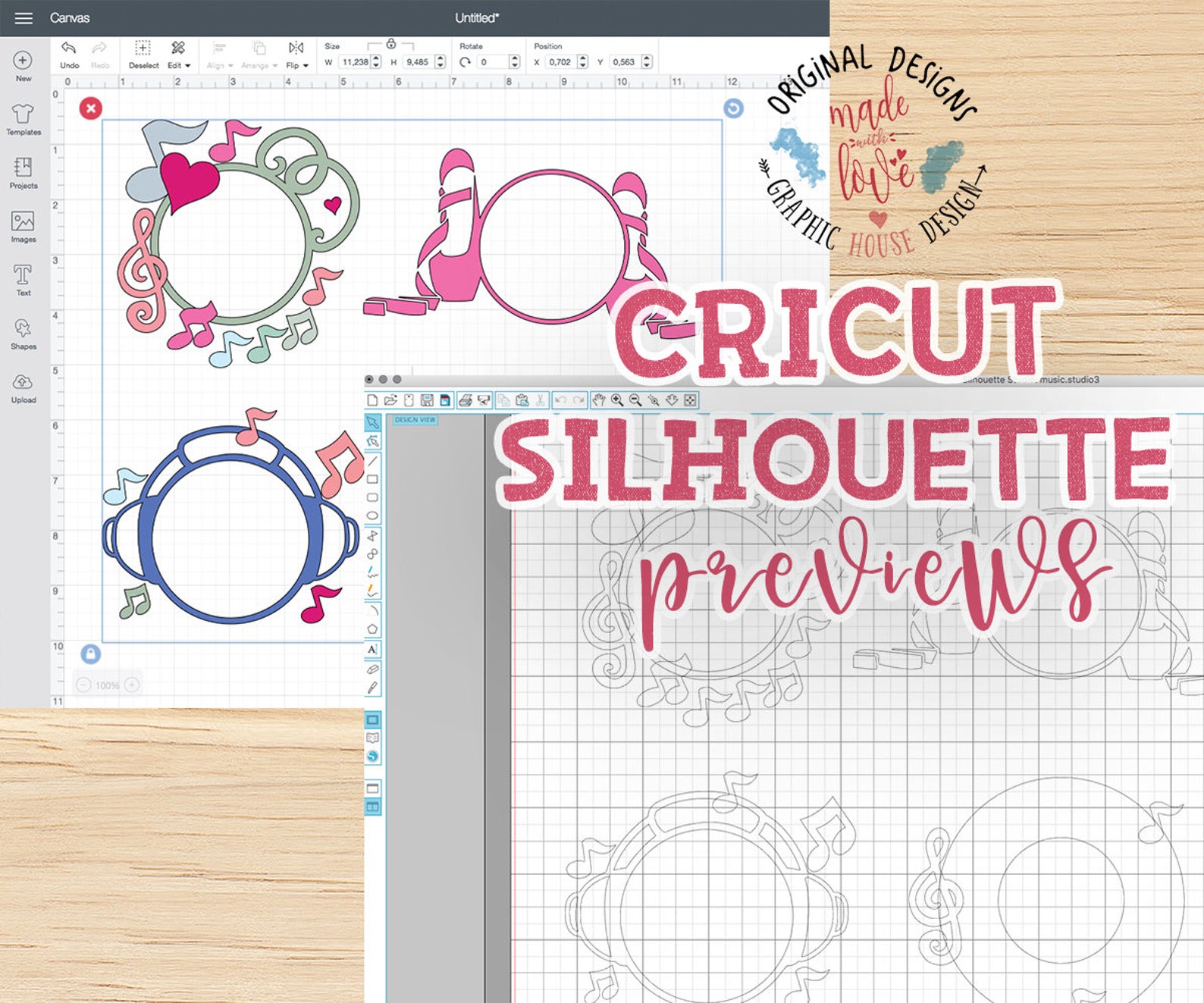 music dance monogram frames in svg, dxf, png, music monogram svg, dance monogram svg, ballet shoes monogram, dj monogram, music