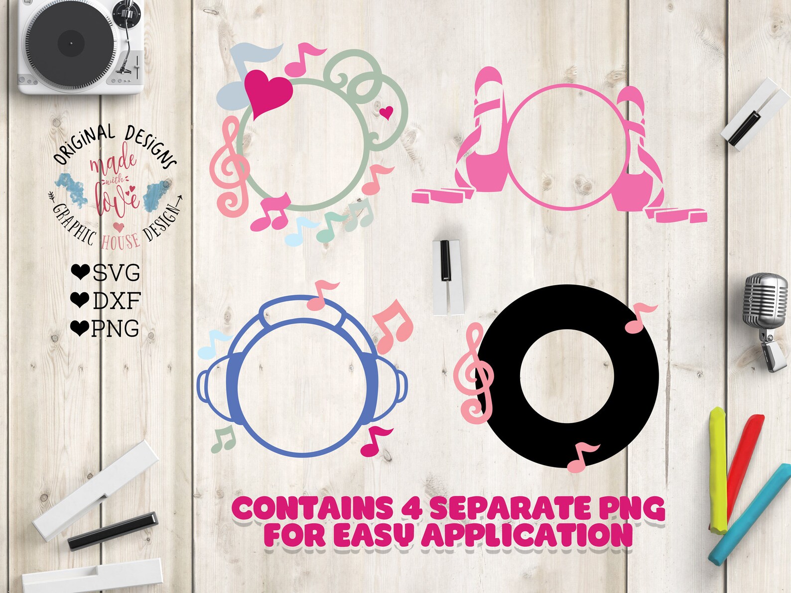 music dance monogram frames in svg, dxf, png, music monogram svg, dance monogram svg, ballet shoes monogram, dj monogram, music