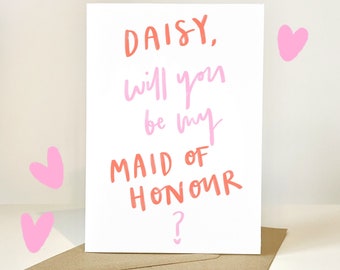 Personalised Maid of Honour proposal card