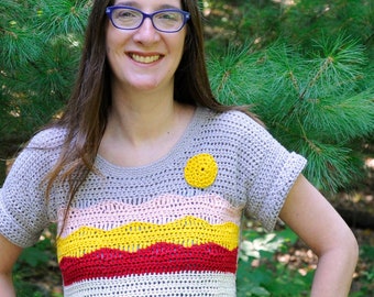 Crochet Tshirt Pattern | Crochet Top | PDF Crochet Top Pattern | Crochet Tee | Beautiful View Tee Crochet Pattern