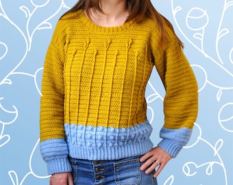 Modern Crochet Sweater Pattern | Easy Pullover Pattern for women | PDF | Floral Crochet Jumper | Includes Plus Sizes