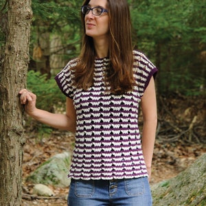Crochet PATTERN || Garment Top || Tee || Butterfly Stripe Tee -pdf instant digital download