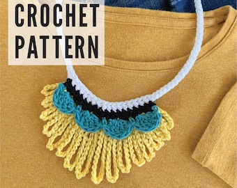 Crochet PATTERN || Easy Crochet Necklace Pattern || Jewelry || Loopy Worsted Necklace -pdf instant digital download