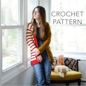 Crochet PATTERN || Garment Sweater || Cardigan || Stripe Blocked Cardigan -pdf instant digital download