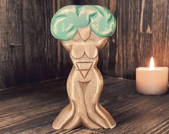 Estatua de la Diosa de la Tierra – Figura de altar de Gaia Pachamama para el culto a la naturaleza y el equilibrio de los cuatro elementos.