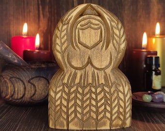 Lammas Harvest Goddess Figurine – Wheel of the Year Altar Statue with Wheat Symbolism
