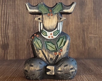 Yule decorations Cernunnos Green man Pan Herne the hunter Statue Horned god Wheel of the year Witchcraft supply Wicca altar